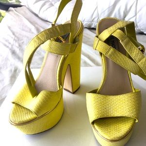 Steve madden yellow heels high heels open toe